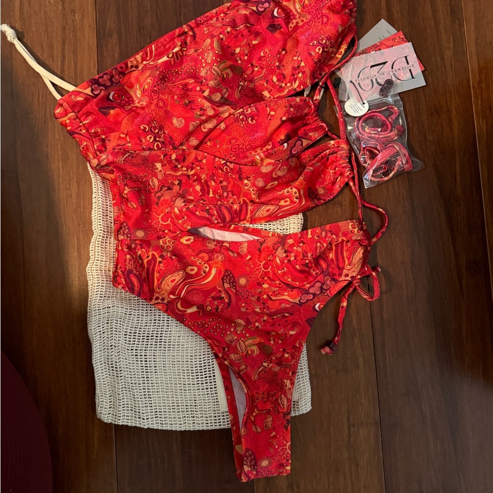 Desigual Red Paisley One Piece Swimsuit